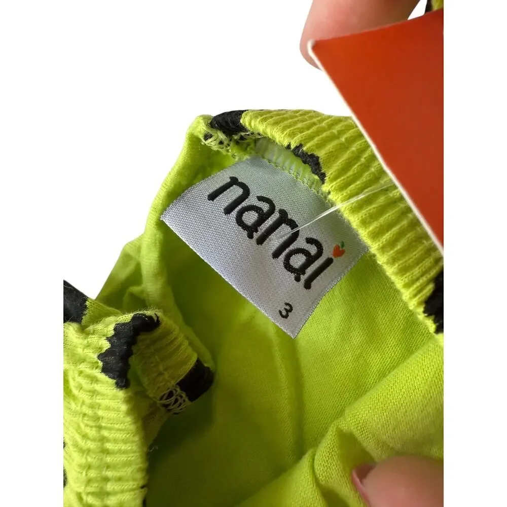 NWT Nanai Girls Green/Black Blouse And Shorts Set Size 3